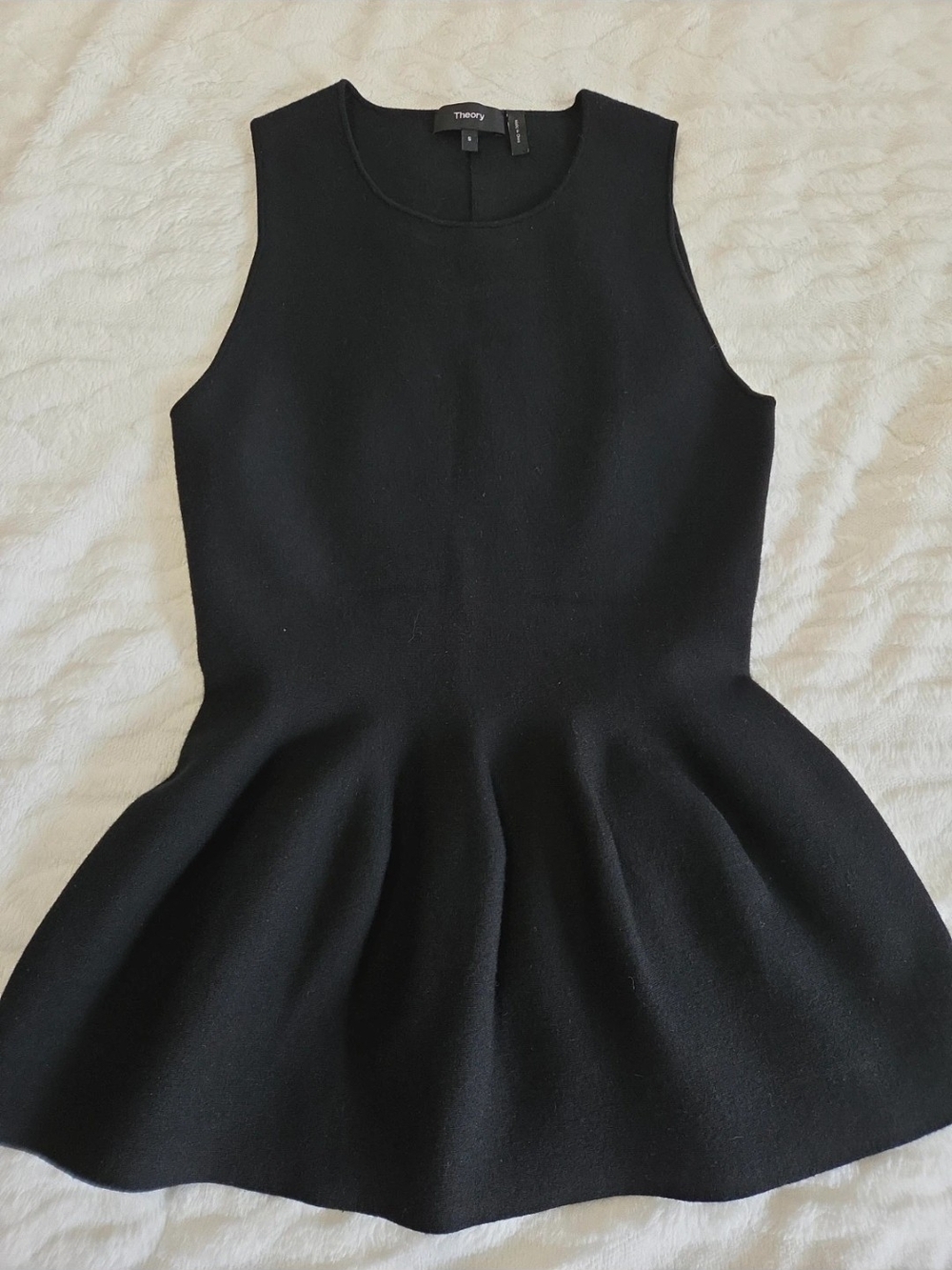 Theory Black Sleeveless Flared Peplum Shirt